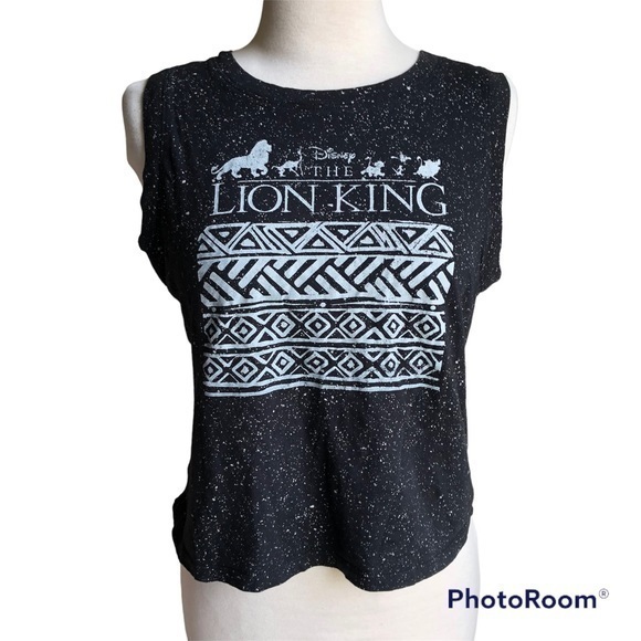 Lion King semi cropped paint splatter black tank top XL - Picture 1 of 4